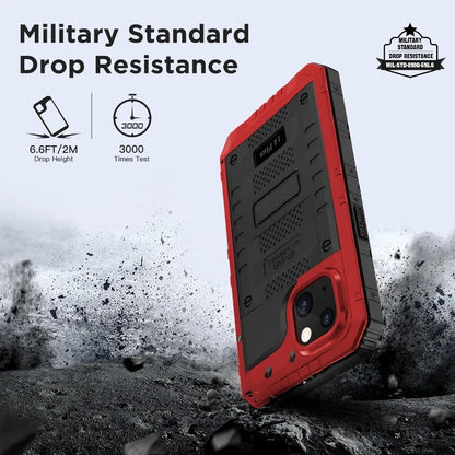 For iPhone 15 14 13 12 11 Pro Max XS XR 8 7 Plus SE3 IP68 Waterproof Rugged Metal Armor Case Shockproof Cover Screen Protector