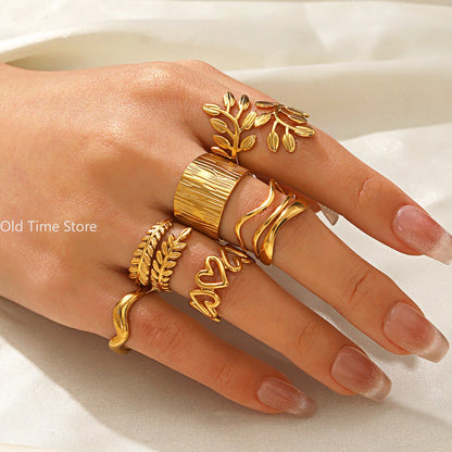 Simple Geometric Heart Ring Gold Plated 304 Stainless Steel Open Rings For Women