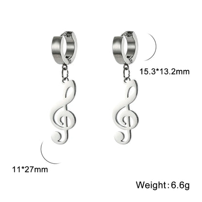 Sipuris Music Notes Dangle Earrings Stainless Steel Round Earring for Women Fashion Music Note Jewelry