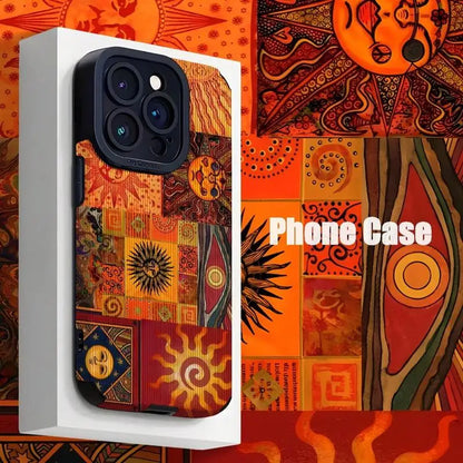 Artistic Sun Pattern iPhone Case – Drop Protection, Compatible with iPhone 7 to iPhone 16 Series