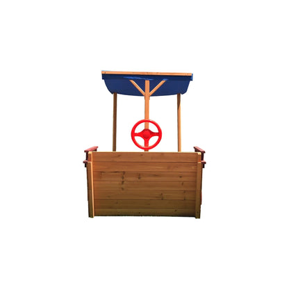 Outsunny Pirate Ship Sandbox | Wooden Outdoor Toy for Kids Ages 3-8