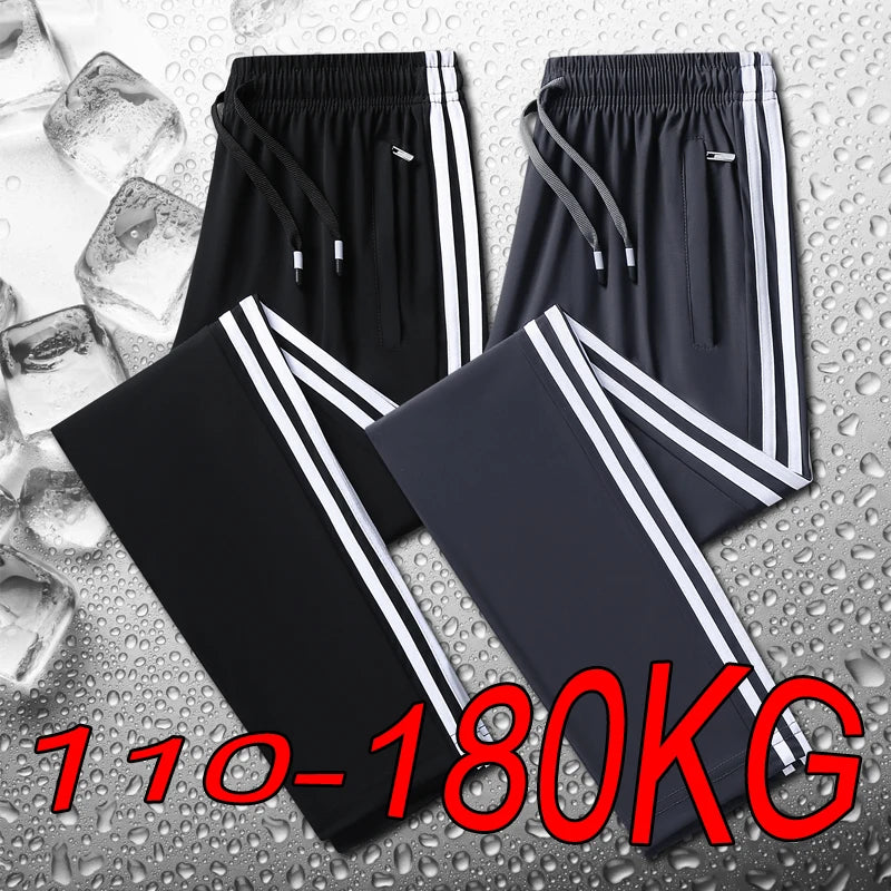 Men’s Ice Silk Jogger Pants – Lightweight Casual Sweatpants with Drawstring – Plus Size M–8XL, Loose Fit for Sports, Fitness & Everyday Wear