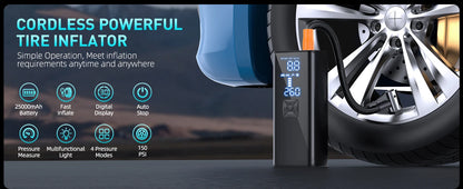 Portable Tire Inflator Air Compressor | 150PSI, 25000mAh, LED Light | Origin Zero