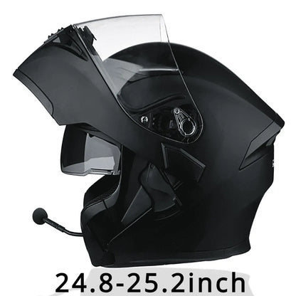 Motorcycle Helmet With Headset Modular Flip-Up Motorbike Helmets DOT(XXL)