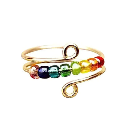 Stainless Steel rotating Bead Rings Anti Anxiety Ring Adjustable Rotary anti-stress rings For Women Men Fashion Jewelry Gift