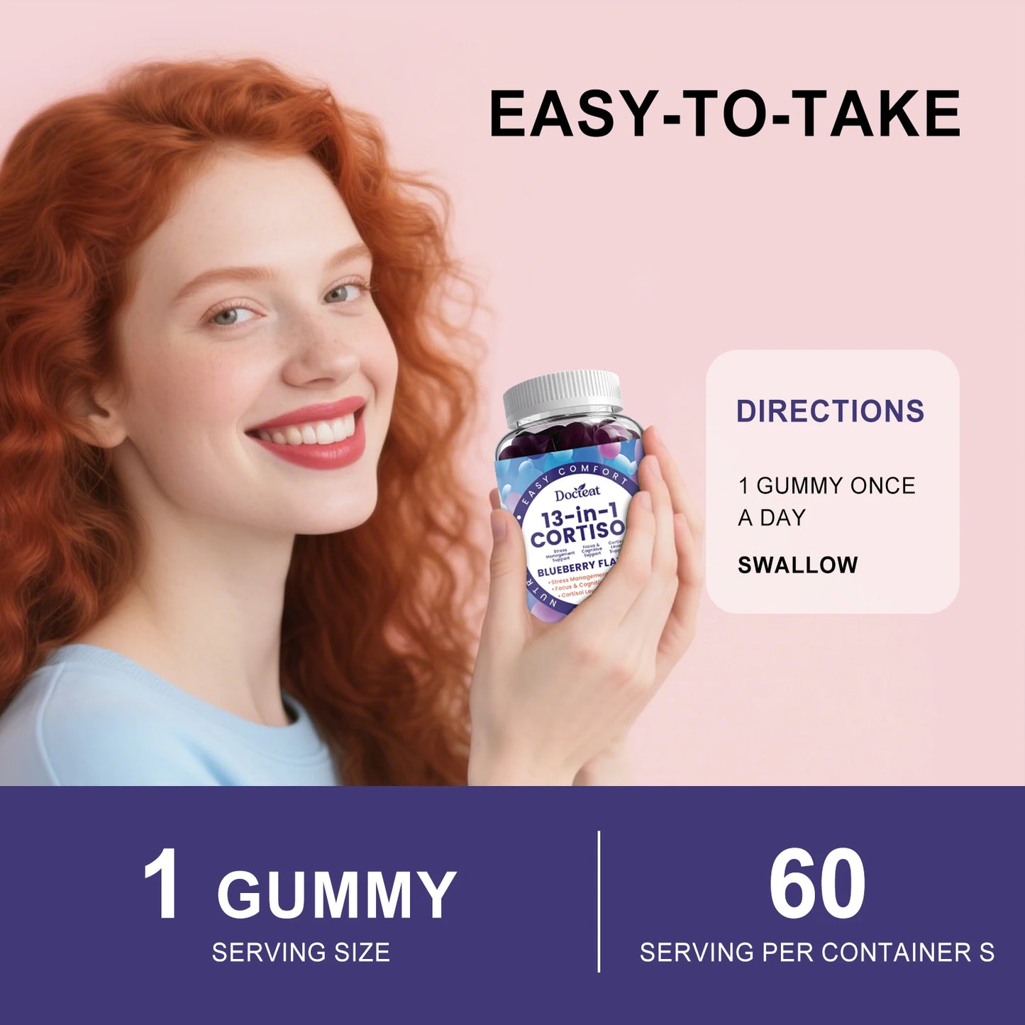 Cortisol Gummies 13-in-1 with Vitamin B6 & B12 – Stress Relief, Focus & Cortisol Detox Support – Vegan, Sugar-Free