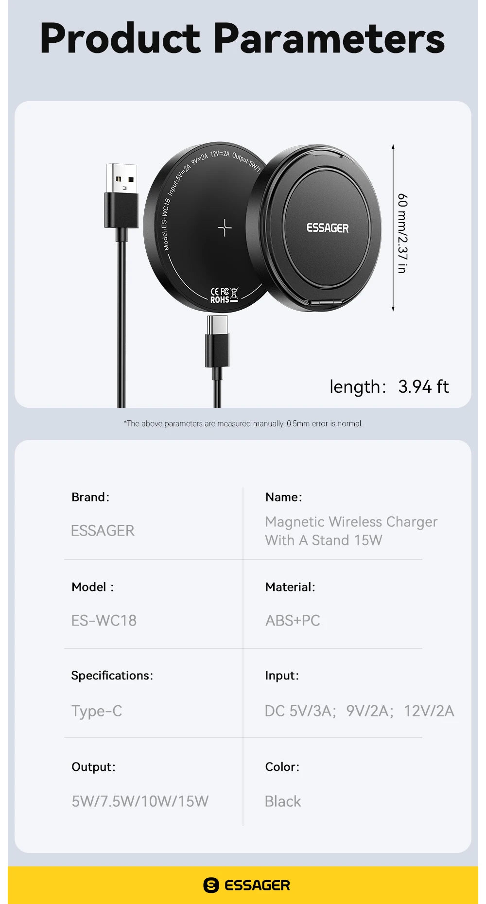 Essager 15W Magnetic Wireless Charger & Stand | MagSafe iPhone 16-12 | Origin Zero
