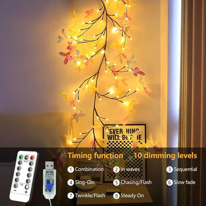 LED Willow Vine And Butterfly Fairy Lights, 8 Modes, Powered by USB for Bedroom Decoration, Mother'S Day, Valentine'S Gifts