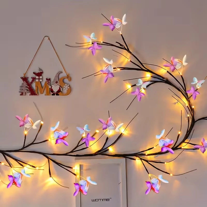 LED Willow Vine And Butterfly Fairy Lights, 8 Modes, Powered by USB for Bedroom Decoration, Mother'S Day, Valentine'S Gifts