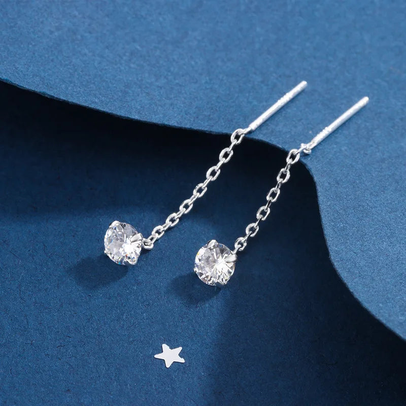New Creative Long Chain Tassel Cube Dangle Earrings For Women Girls