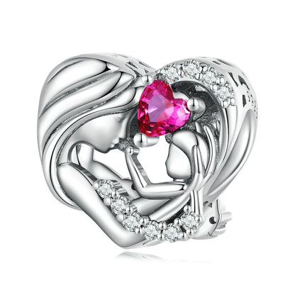 Sterling Silver Enamel Flying Dragon Star Pendant Heart Love Supermom Charm Fit DIY Bracelet Gift for Mother's Day