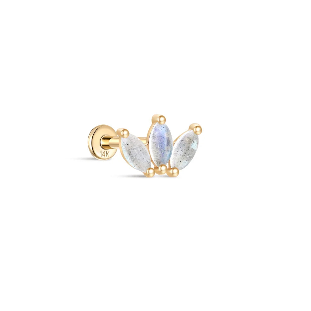 Aide Plata 100% Real 14K Solid Gold 5/6.5/8mm Length Stud Earring Simple Design Piercing Ear Bone Ear Studs DIY Vintage Jewelry