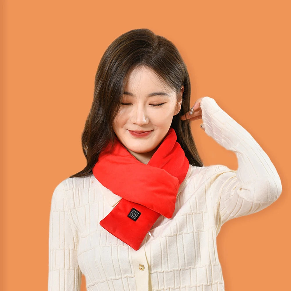 Electric Heating Scarf USB Charging Electric Heated Scarf Cold-Proof Heated Neck Scarf Washable for Climbing Hiking Cycling