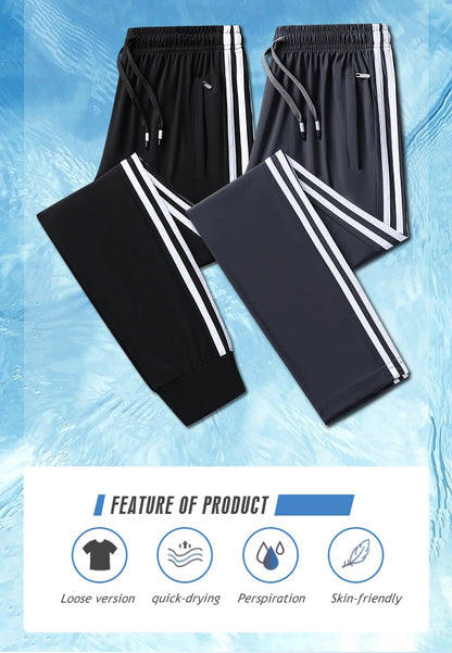 Men’s Ice Silk Jogger Pants – Lightweight Casual Sweatpants with Drawstring – Plus Size M–8XL, Loose Fit for Sports, Fitness & Everyday Wear