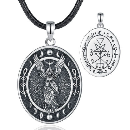 Eudora 925 Sterling Silver Lilith Goddess Sigil Necklace for Women Man Vintage Moon Phase Amulet Pendant Personality Jewelry Gif
