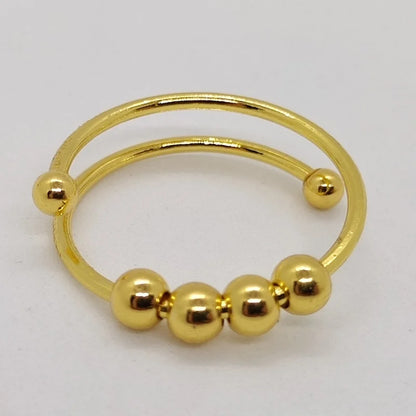 Stainless Steel rotating Bead Rings Anti Anxiety Ring Adjustable Rotary anti-stress rings For Women Men Fashion Jewelry Gift