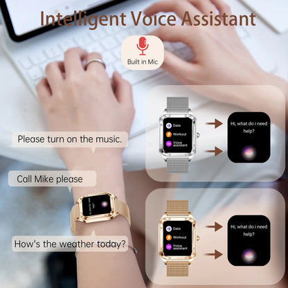 Women Smart Watch (Answer/Make Call) for iPhone/Android, Fitness Tracker/100+Sports Modes/200+Watch Faces/1.59" Screen, Ideal Gift