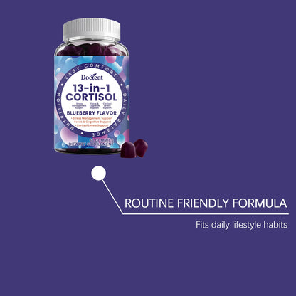 Cortisol Gummies 13-in-1 with Vitamin B6 & B12 – Stress Relief, Focus & Cortisol Detox Support – Vegan, Sugar-Free