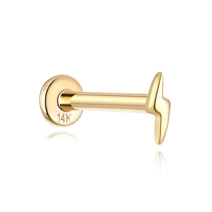 Aide Plata 100% Real 14K Solid Gold 5/6.5/8mm Length Stud Earring Simple Design Piercing Ear Bone Ear Studs DIY Vintage Jewelry