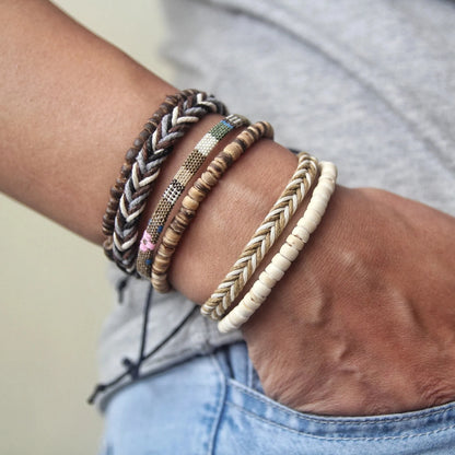 Boho Braided Bracelets, Handmade Bracelets, Boho Beaded Bracelet Gift for Him or Her, Mother's Day Gift, Father's Day Gift, 2pcs