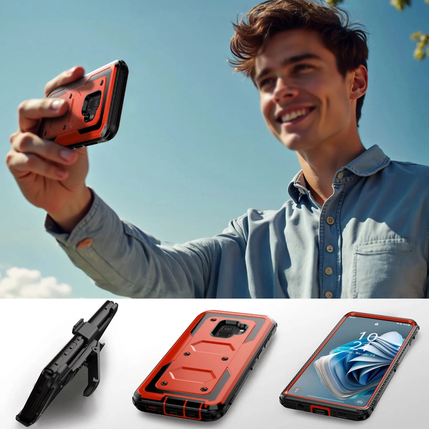 Samsung Galaxy S9 / S9+ Rugged Heavy-Duty Phone Case with Belt Clip Holster – 7 Colors