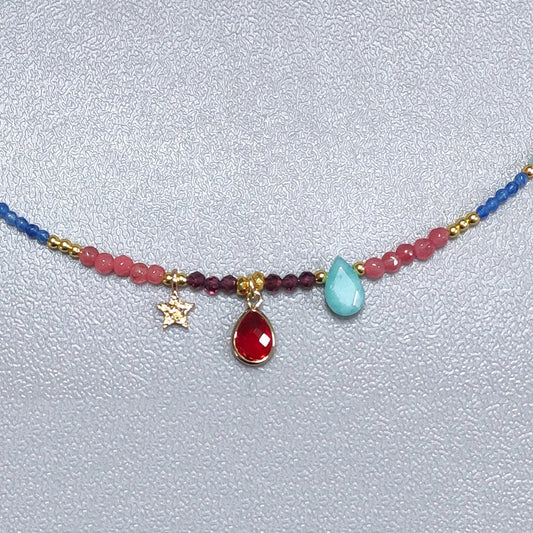 Bohemian Fashion Colorful Natural Stone Beaded Collar New Water Drop Pendant Jewelry Mother's Day Gift