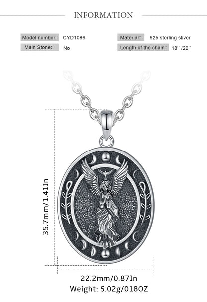 Eudora 925 Sterling Silver Lilith Goddess Sigil Necklace for Women Man Vintage Moon Phase Amulet Pendant Personality Jewelry Gif