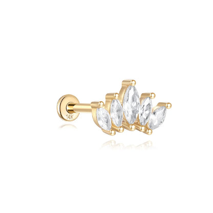 Aide Plata 100% Real 14K Solid Gold 5/6.5/8mm Length Stud Earring Simple Design Piercing Ear Bone Ear Studs DIY Vintage Jewelry