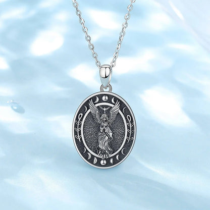 Eudora 925 Sterling Silver Lilith Goddess Sigil Necklace for Women Man Vintage Moon Phase Amulet Pendant Personality Jewelry Gif