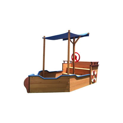 Outsunny Pirate Ship Sandbox | Wooden Outdoor Toy for Kids Ages 3-8