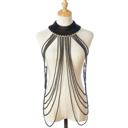 Luxury Pearl shoulder chain Sexy Body Chain Multi-layer necklace Vintage Pearl Chest Chain Necklace jewelry