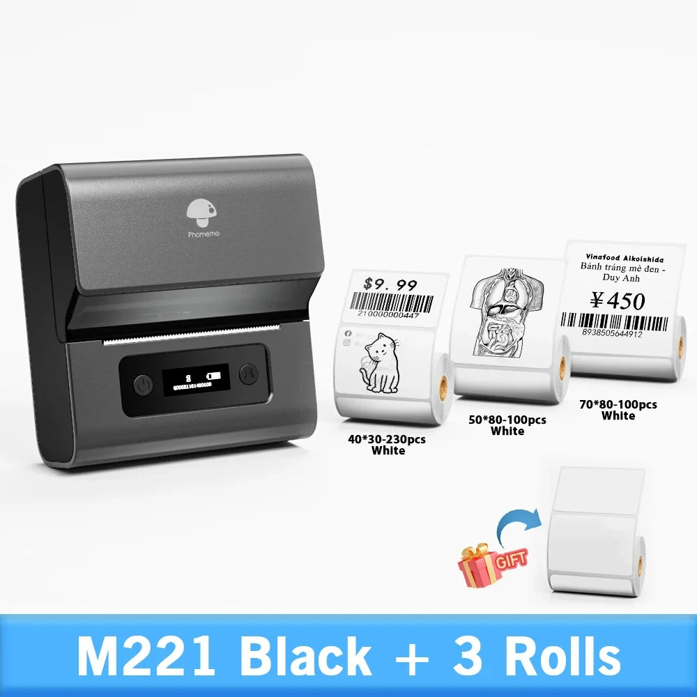 Phomemo Label and Upgrade Portable Label Maker M221 Barcode Label Printer Bluetooth Thermal Inkless Label Maker Support Phone&PC