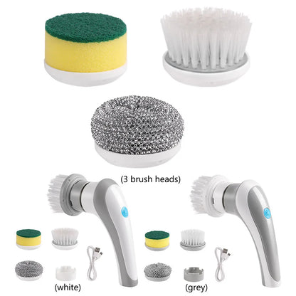 Handheld Scrubber Brush 360 Degree Rotation Electric Brush Cleaner 3 Replaceable Brush Heads Bathroom Kitchen Cleaner