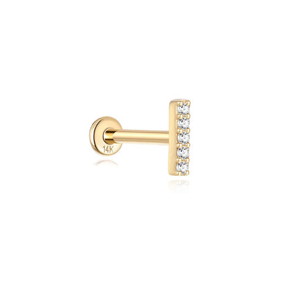 Aide Plata 100% Real 14K Solid Gold 5/6.5/8mm Length Stud Earring Simple Design Piercing Ear Bone Ear Studs DIY Vintage Jewelry
