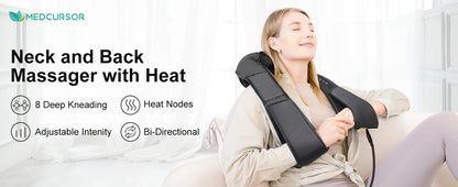 Shiatsu Neck and Shoulder Massager Heated Back Massager U Shape Deep Kneading Electric Massage Pillow For Neck Waist Leg Body