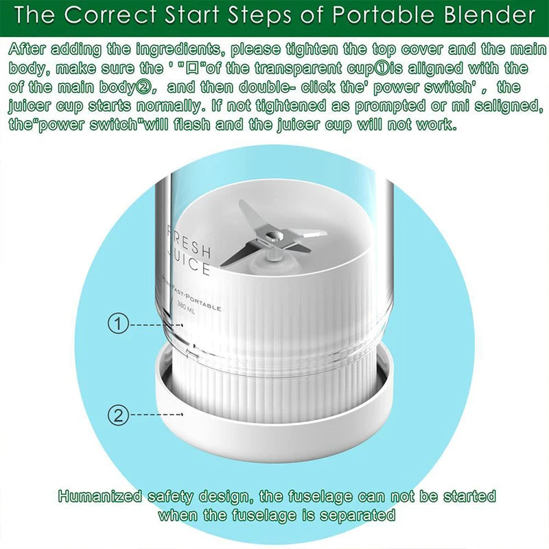 MIKO NICE Portable Mini Personal Blender – Wireless Electric Smoothie & Juice Maker, 350ml, USB Rechargeable