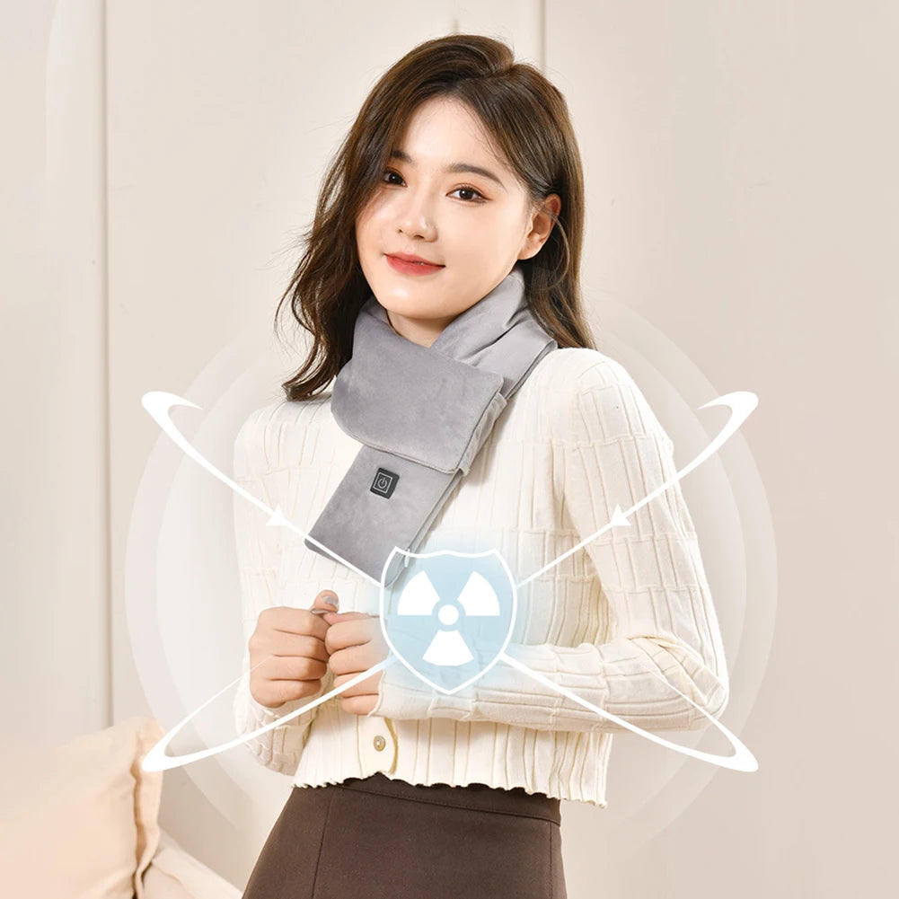 Electric Heating Scarf USB Charging Electric Heated Scarf Cold-Proof Heated Neck Scarf Washable for Climbing Hiking Cycling