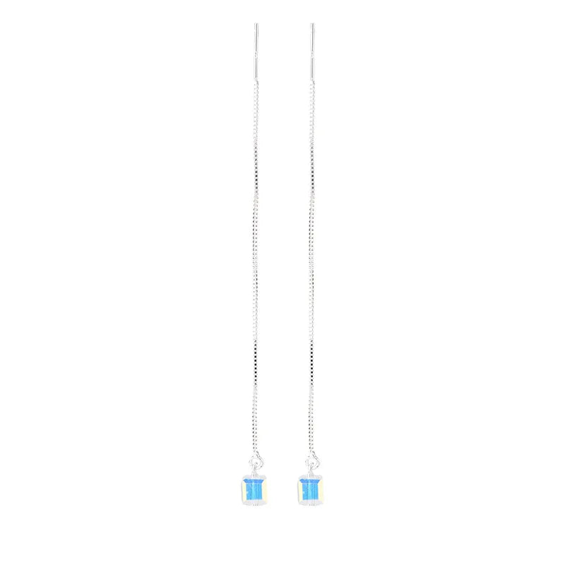 New Creative Long Chain Tassel Cube Dangle Earrings For Women Girls