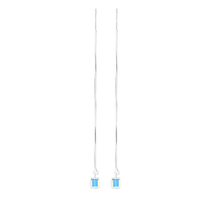 New Creative Long Chain Tassel Cube Dangle Earrings For Women Girls