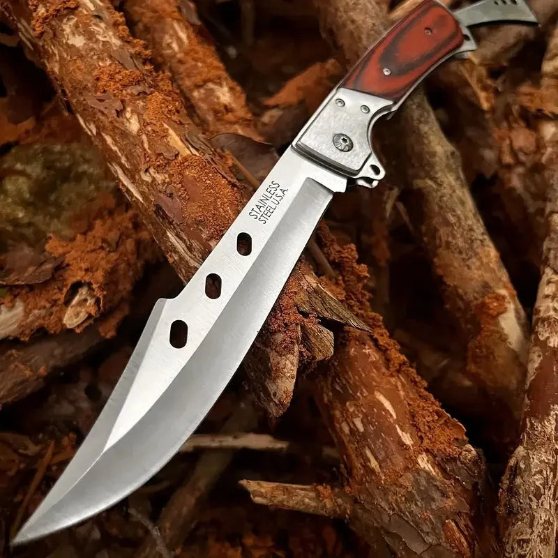 HOLYBLADE Tactical Folding Knife | Red Sandalwood Handle | 12.7" EDC Pocket Knife | Origin Zero