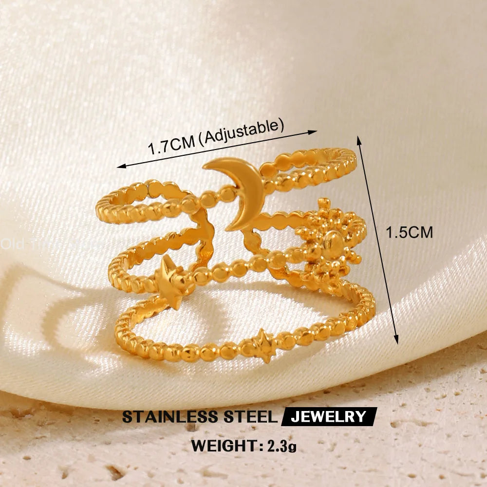 Simple Geometric Heart Ring Gold Plated 304 Stainless Steel Open Rings For Women