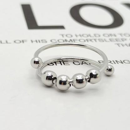 Stainless Steel rotating Bead Rings Anti Anxiety Ring Adjustable Rotary anti-stress rings For Women Men Fashion Jewelry Gift