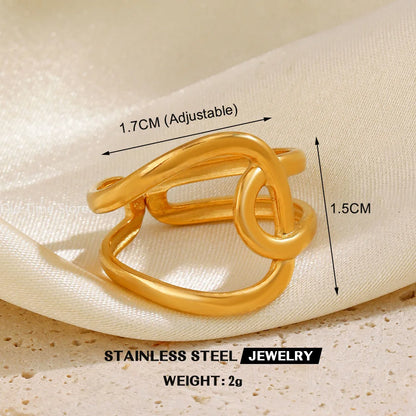 Simple Geometric Heart Ring Gold Plated 304 Stainless Steel Open Rings For Women