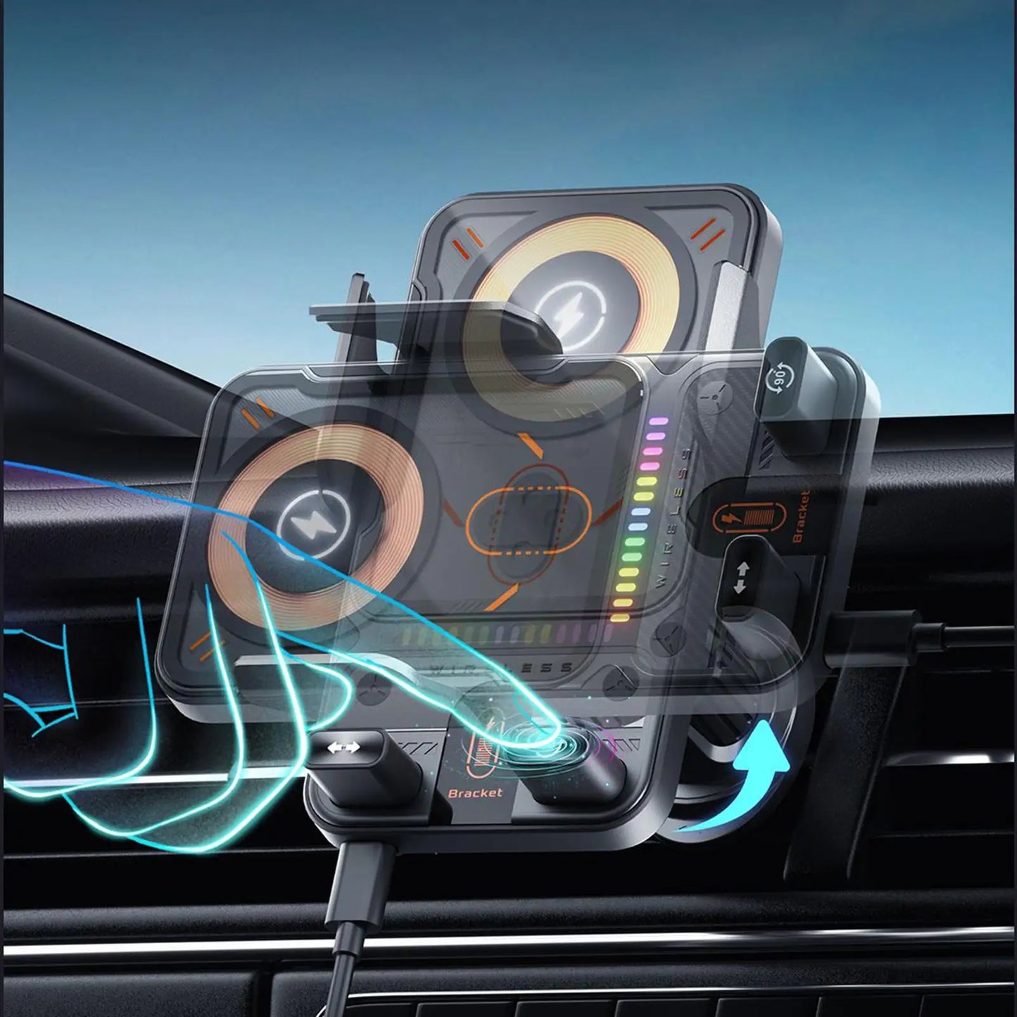 Wireless Phone Charger for Car 15W Fast Charging Air Vent Phone Holders