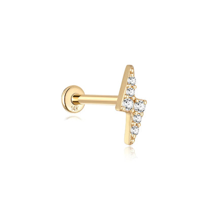 Aide Plata 100% Real 14K Solid Gold 5/6.5/8mm Length Stud Earring Simple Design Piercing Ear Bone Ear Studs DIY Vintage Jewelry