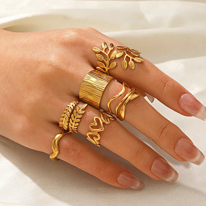 Simple Geometric Heart Ring Gold Plated 304 Stainless Steel Open Rings For Women