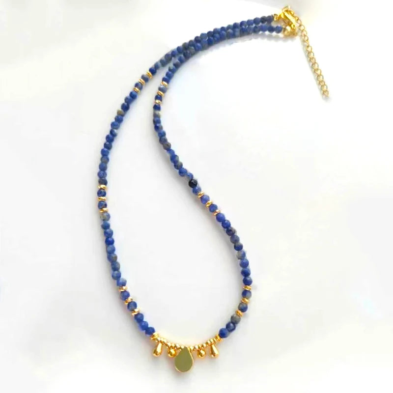 Bohemian Fashion Colorful Natural Stone Beaded Collar New Water Drop Pendant Jewelry Mother's Day Gift