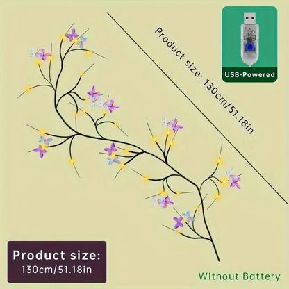 LED Willow Vine And Butterfly Fairy Lights, 8 Modes, Powered by USB for Bedroom Decoration, Mother'S Day, Valentine'S Gifts