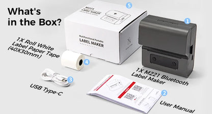 Phomemo Label and Upgrade Portable Label Maker M221 Barcode Label Printer Bluetooth Thermal Inkless Label Maker Support Phone&PC