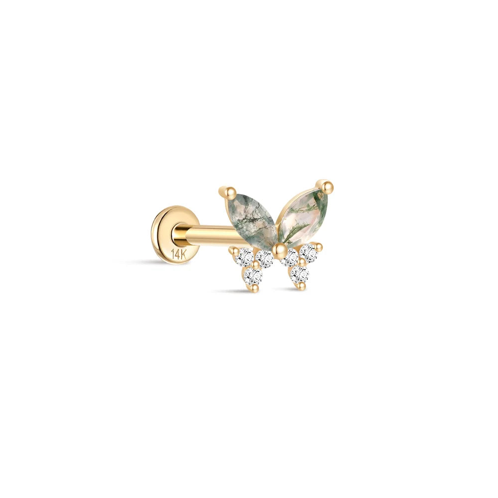 Aide Plata 100% Real 14K Solid Gold 5/6.5/8mm Length Stud Earring Simple Design Piercing Ear Bone Ear Studs DIY Vintage Jewelry